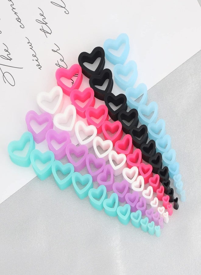 Qmcandy 6 Pairs Heart Shape Silicone Tunnels Piercing Flexible Double Flared Ear Gauges 00g - Image 4